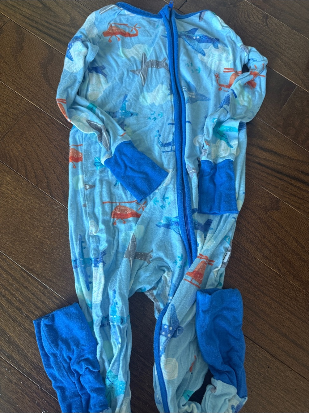 Little Sleepies Light Blue Airplane Print Footie Pajamas